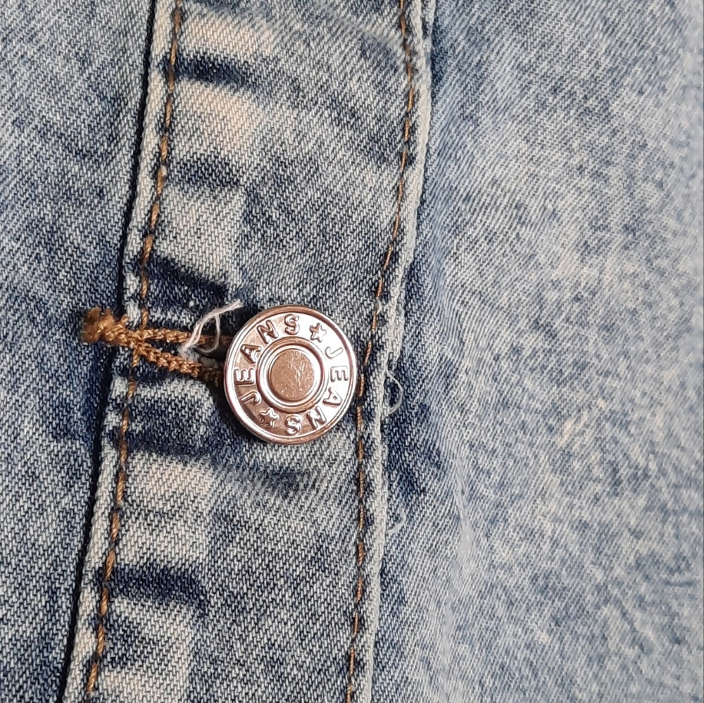 Denim Midi Skirt Ruffle Button Down Tie Peasant Cottage Coastal Cowgirl - Picture 5 of 6